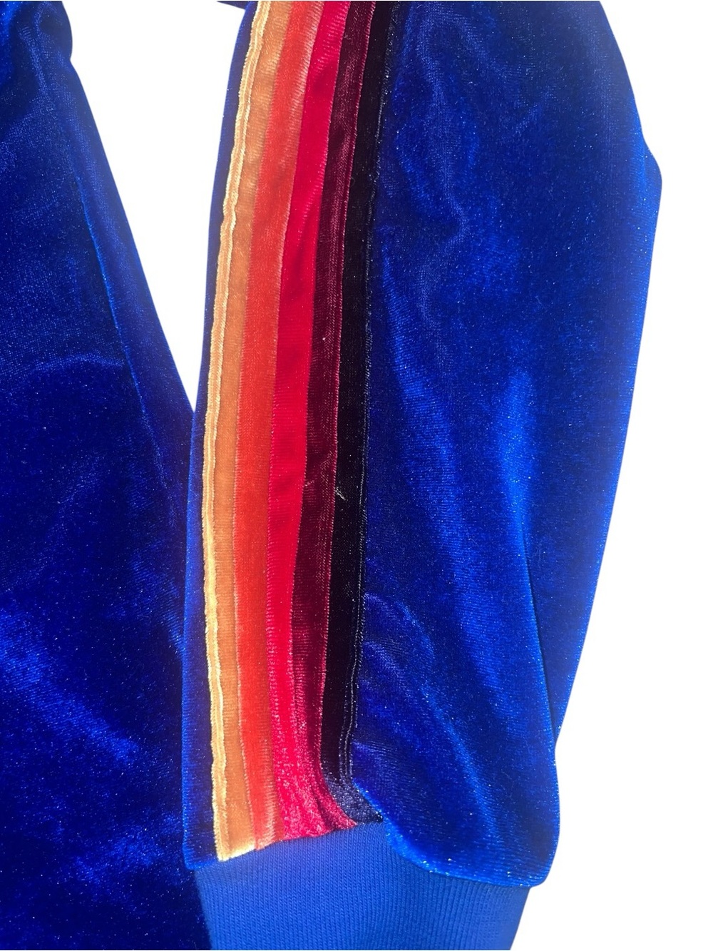 Aviator Nation Classic Velvet Hoodie with Rainbow Sleeve Stripes - Picture 8 of 9